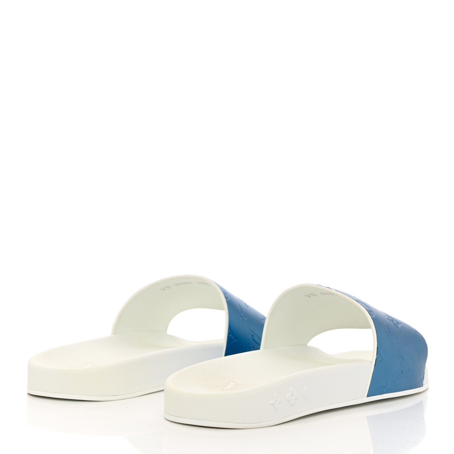 Iridescent Rubber Monogram Mens Waterfront Mules 10.5 Blue