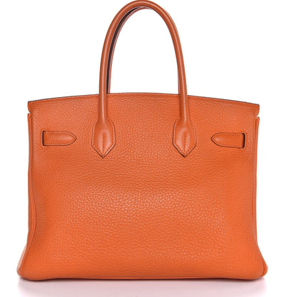 Hermes Taurillon Clemence Birkin 30 Orange 5 of 39