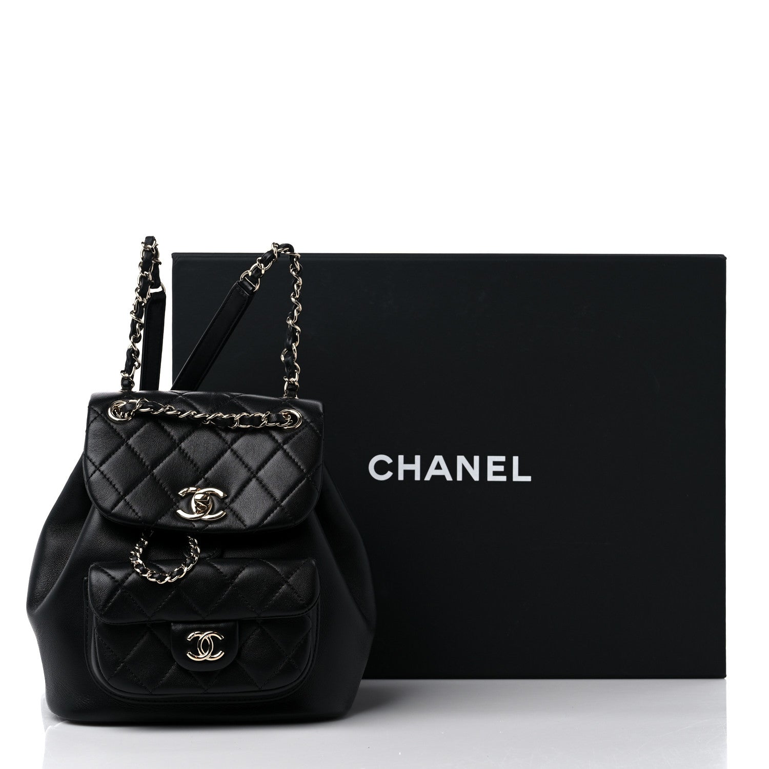 Chanel Lambskin Quilted Small Duma Drawstring Backpack Black 12 of 12
