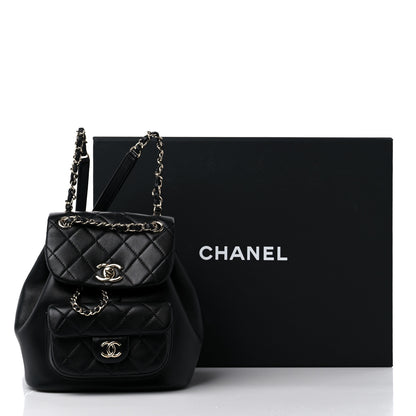 Chanel Lambskin Quilted Small Duma Drawstring Backpack Black 12 of 12
