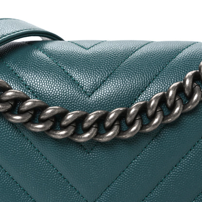 Chanel Caviar Chevron Quilted Medium Boy Flap Green 8 of 10