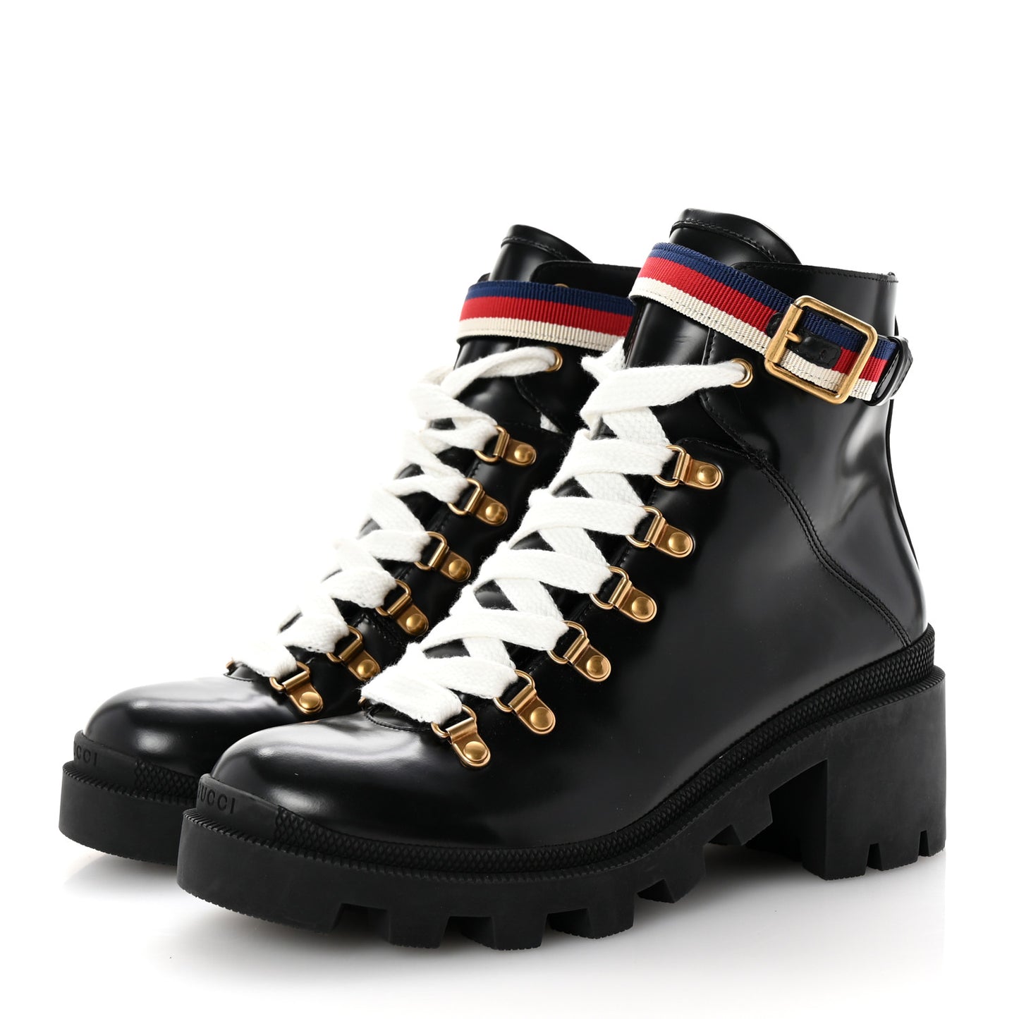 Calfskin Sylvie Web Womens Lace Up Combat Boots 38 Black