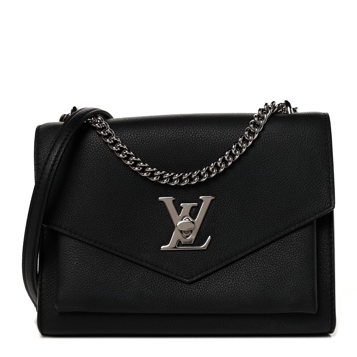 Louis Vuitton Soft Calfskin Mylockme Chain Bag BB Black 1 of 9