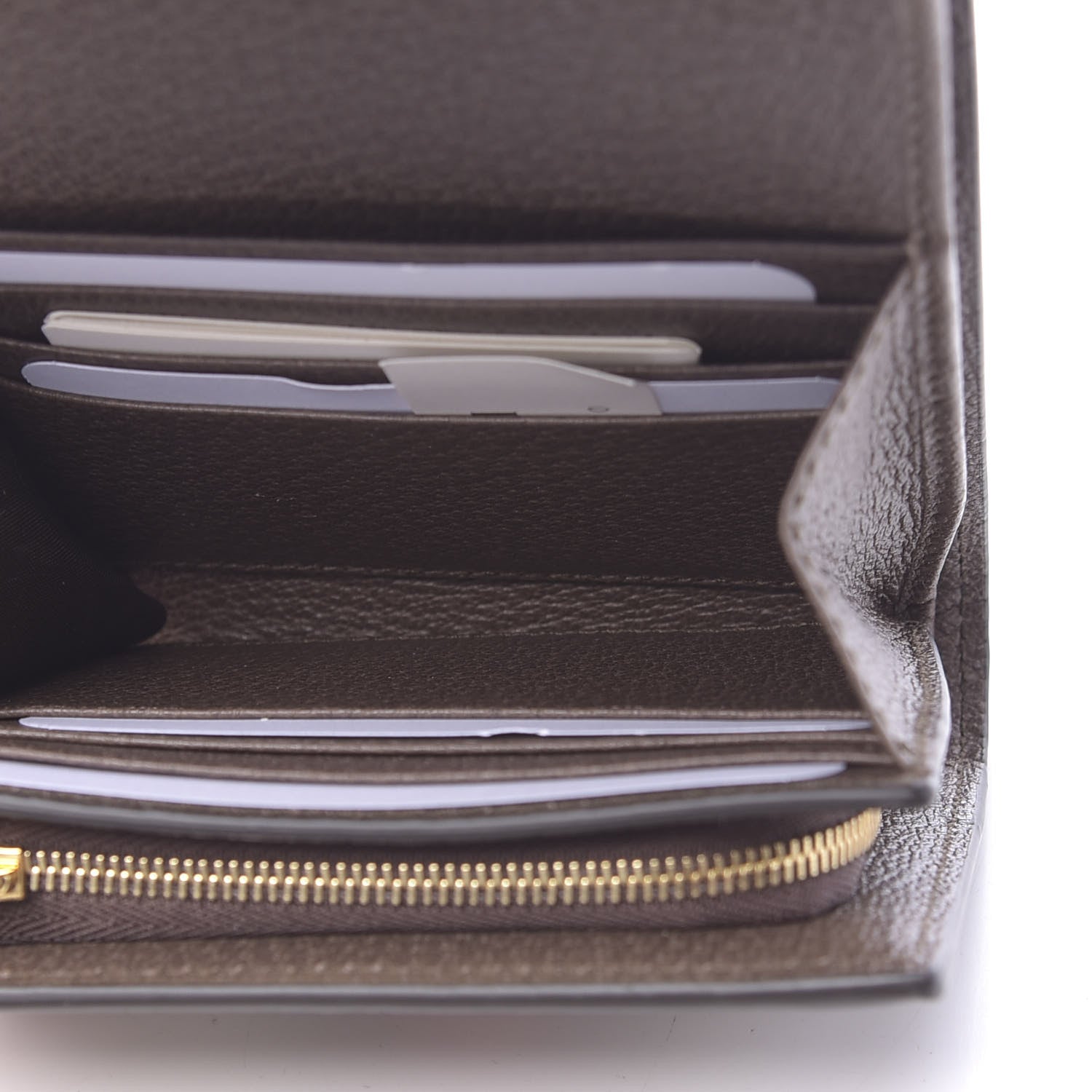 Gucci GG Supreme Monogram Textured Calfskin Web Ophidia Card Case Wallet Beige Ebony New Acero 5 of 7