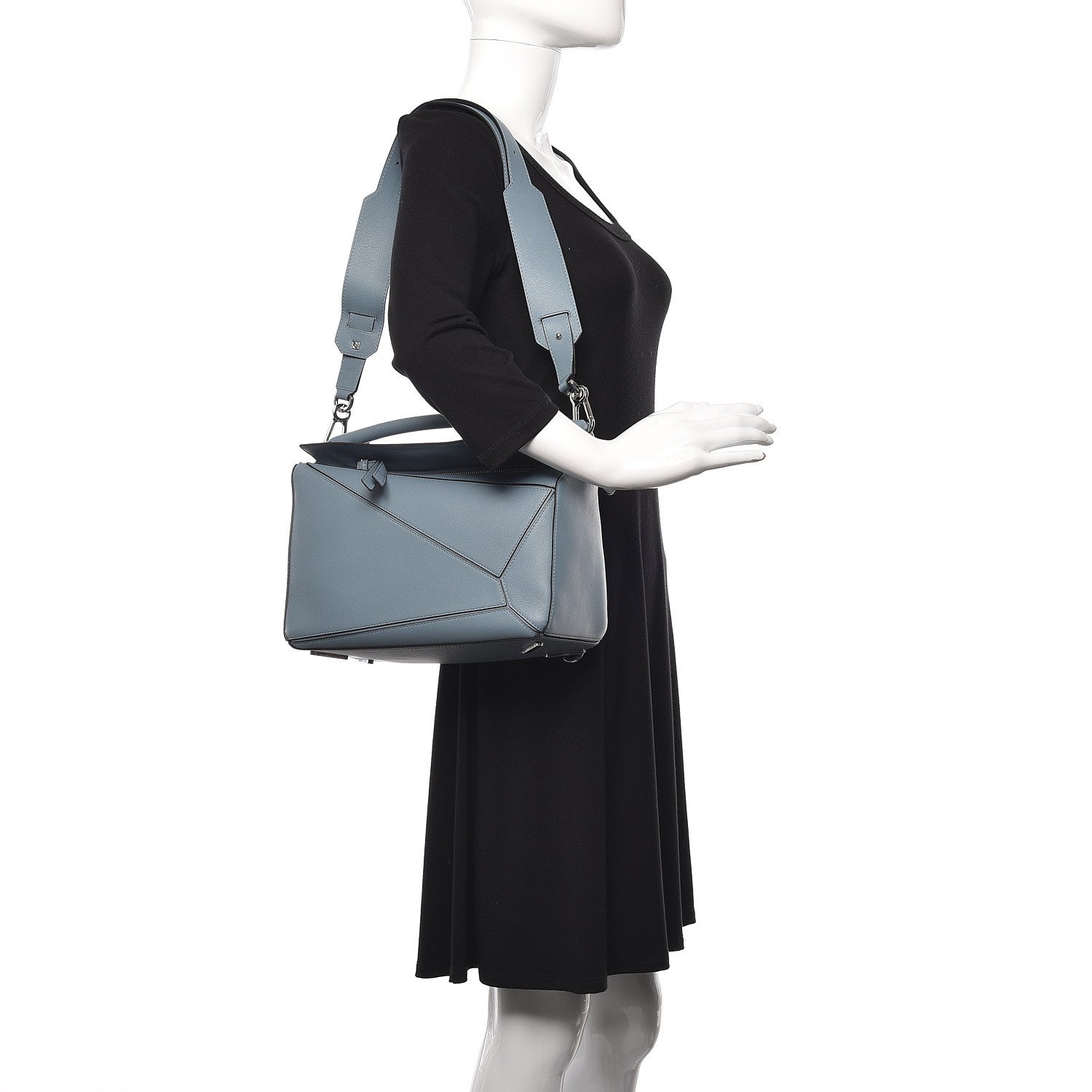 Loewe Calfskin Medium Puzzle Bag Stone Blue 2 of 10