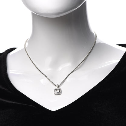 David Yurman Sterling Silver Diamond White Topaz 7mm Albion Pendant Necklace 2 of 5