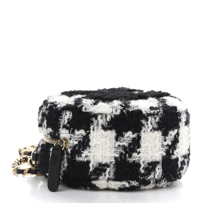 Chanel Tweed Shearling Round Clutch With Chain and Coin Purse Black and White 4 of 10