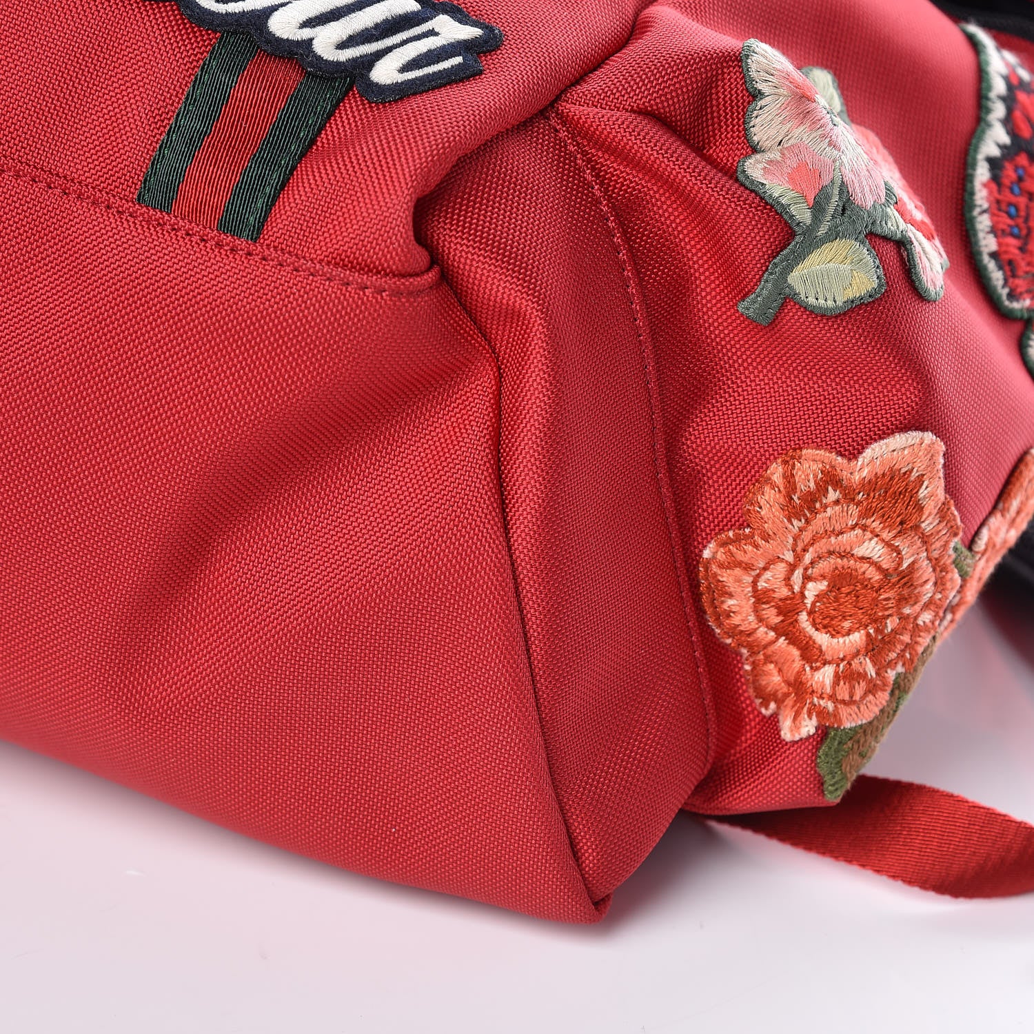 Gucci Nylon L'Aveugle Par Amour Embroidered Double Buckle Backpack Red 10 of 10