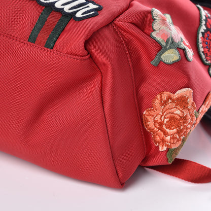 Gucci Nylon L'Aveugle Par Amour Embroidered Double Buckle Backpack Red 10 of 10