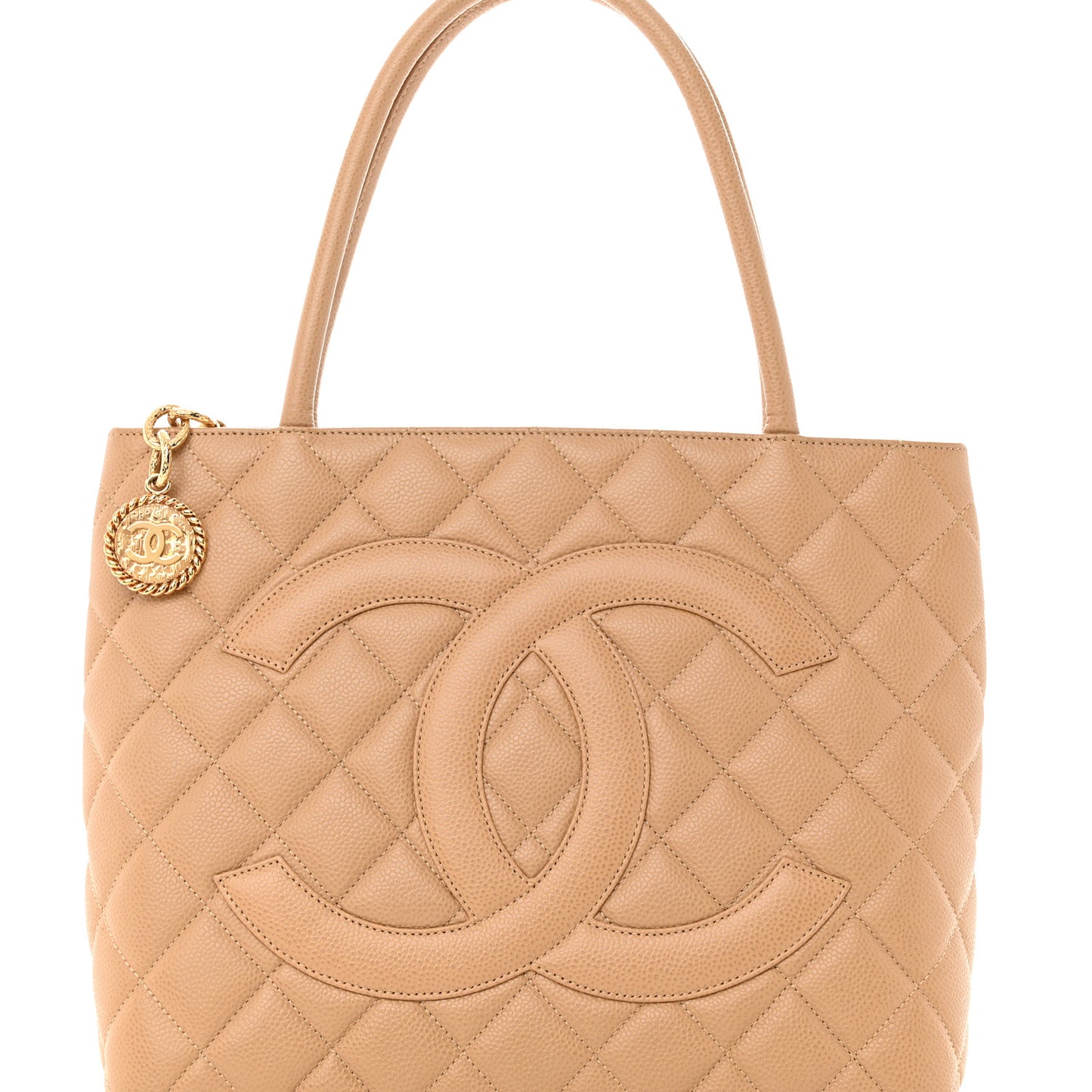 Caviar Quilted Medallion Tote Beige