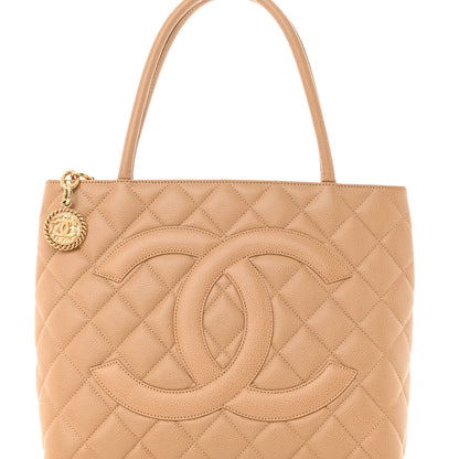 Chanel Caviar Quilted Medallion Tote Beige 8 of 11