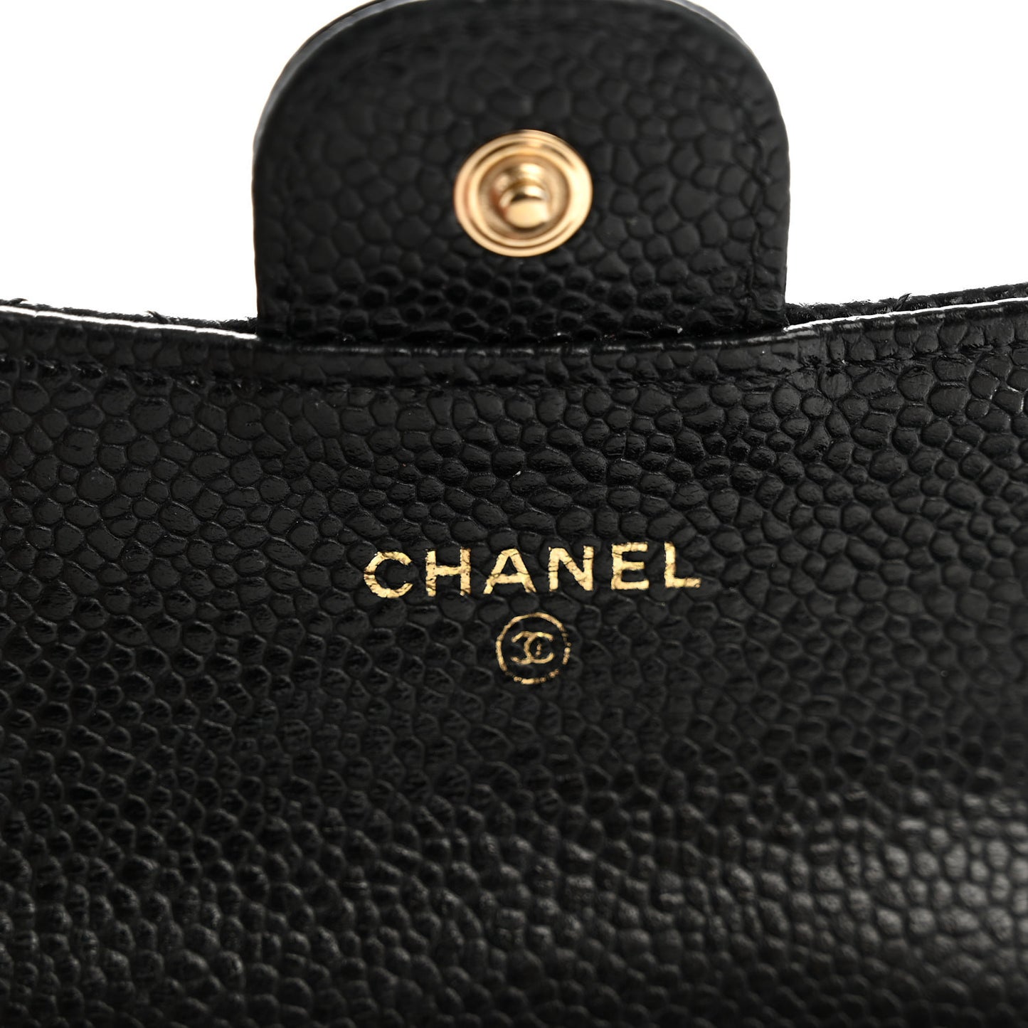 Caviar Quilted Flap Card Holder Wallet Black