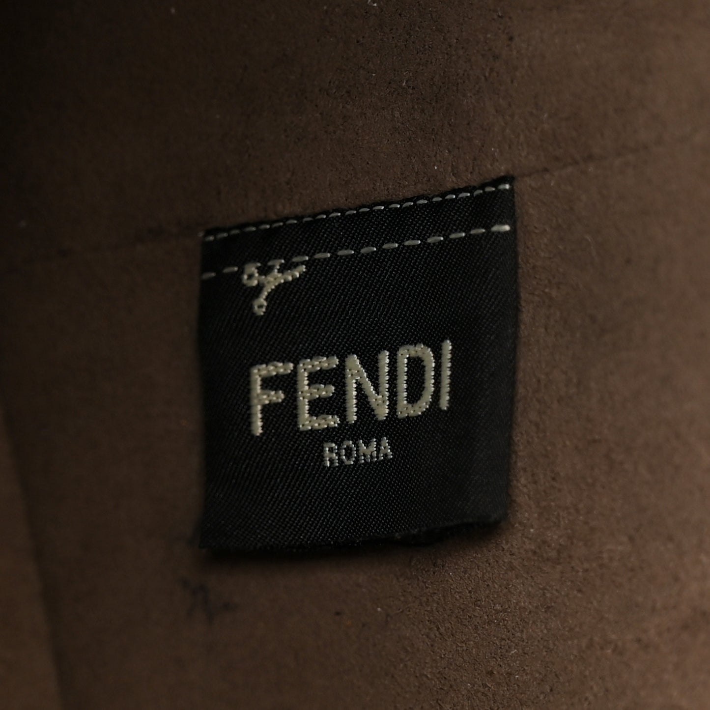 Glazed Fabric Vitello Grace F is Fendi FF 1974 Stamp Patch Grande Mon Tresor Bucket Bag Mogano Panna Black