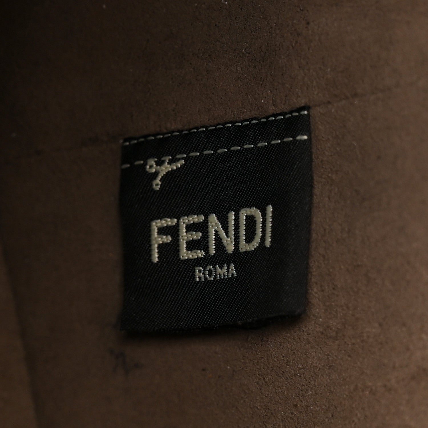 Fendi Glazed Fabric Vitello Grace F is Fendi FF 1974 Stamp Patch Grande Mon Tresor Bucket Bag Mogano Panna Black 6 of 12