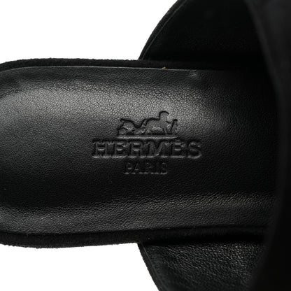 Hermes Suede Goatskin Avenue Sandals 36 Black 7 of 9