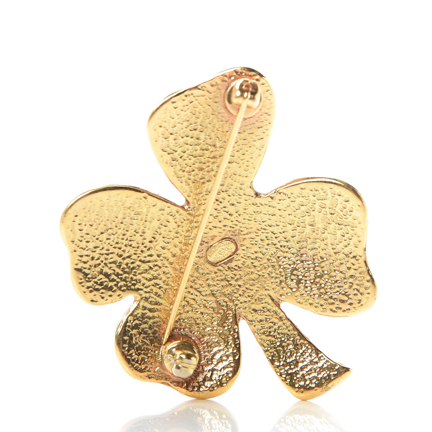 Enamel Clover Brooch Pink Gold