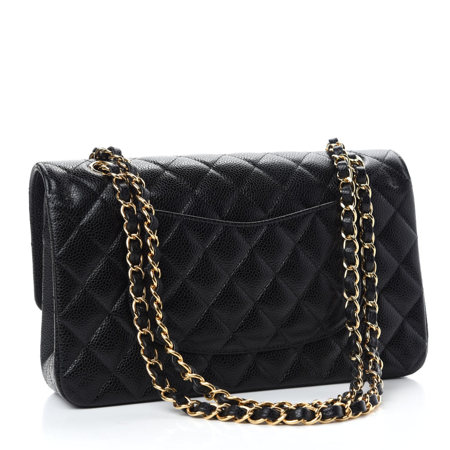 Caviar Quilted Medium Double Flap Black