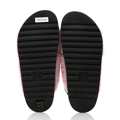 Louis Vuitton Shearling Paseo Sandals 37 Pink 5 of 9