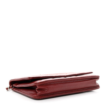 Chanel Caviar Quilted Wallet on Chain WOC Burgundy 4 of 14