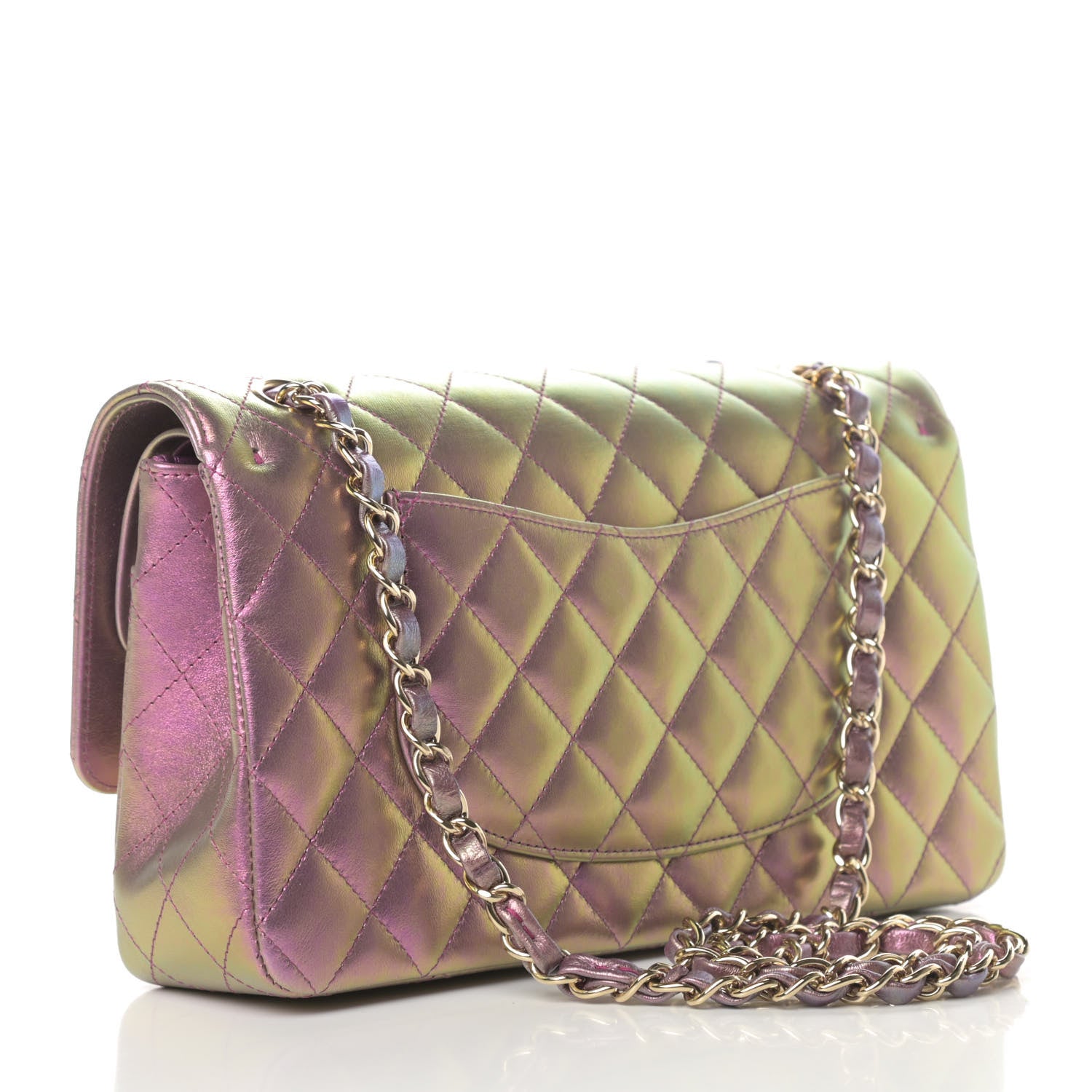 Chanel Iridescent Lambskin Quilted Medium Double Flap Purple 3 of 11