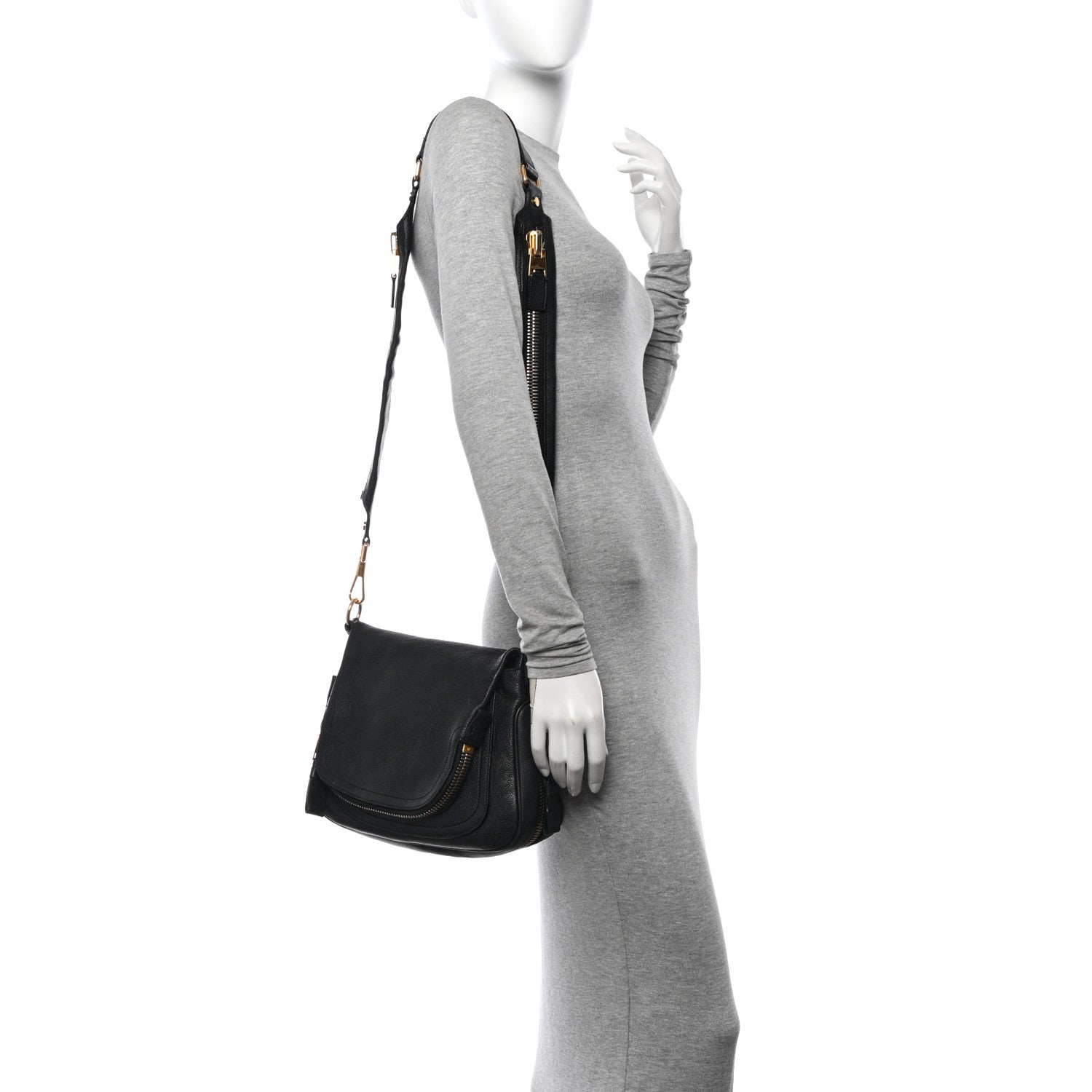 Tom Ford Grained Calfskin Medium Jennifer Crossbody Bag Black 2 of 13