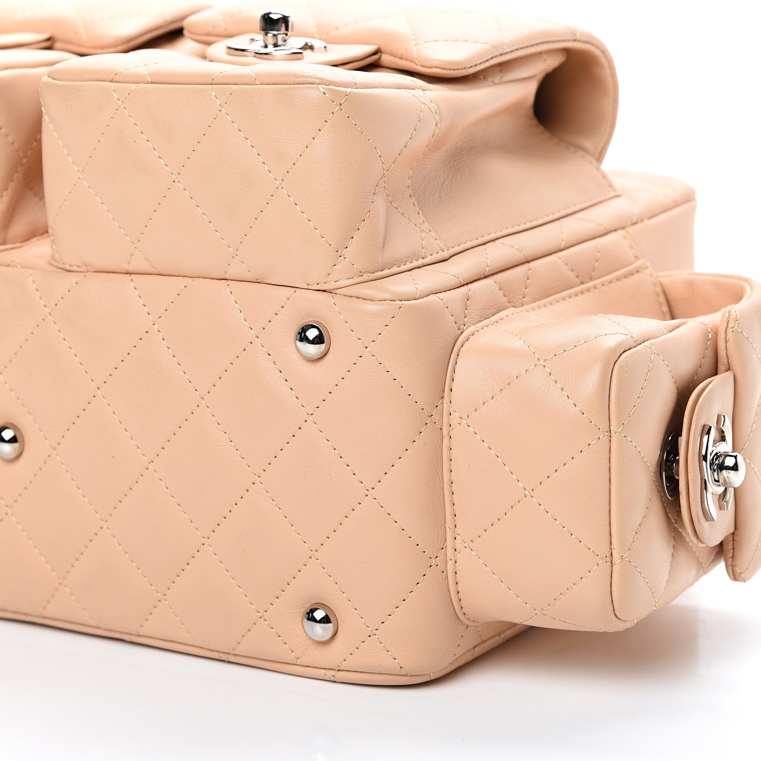 Chanel Calfskin Quilted Small Cambon Multipocket Reporter Beige 9 of 15