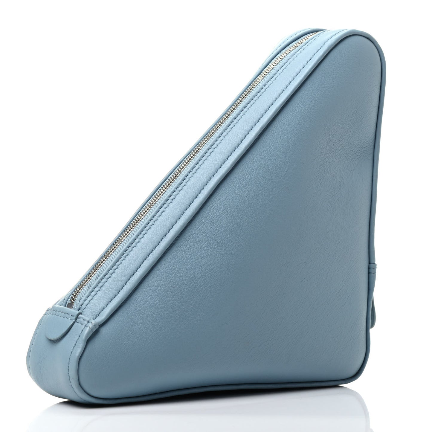 Shiny Day Calfskin Logo M Triangle Pouch Grey Blue White