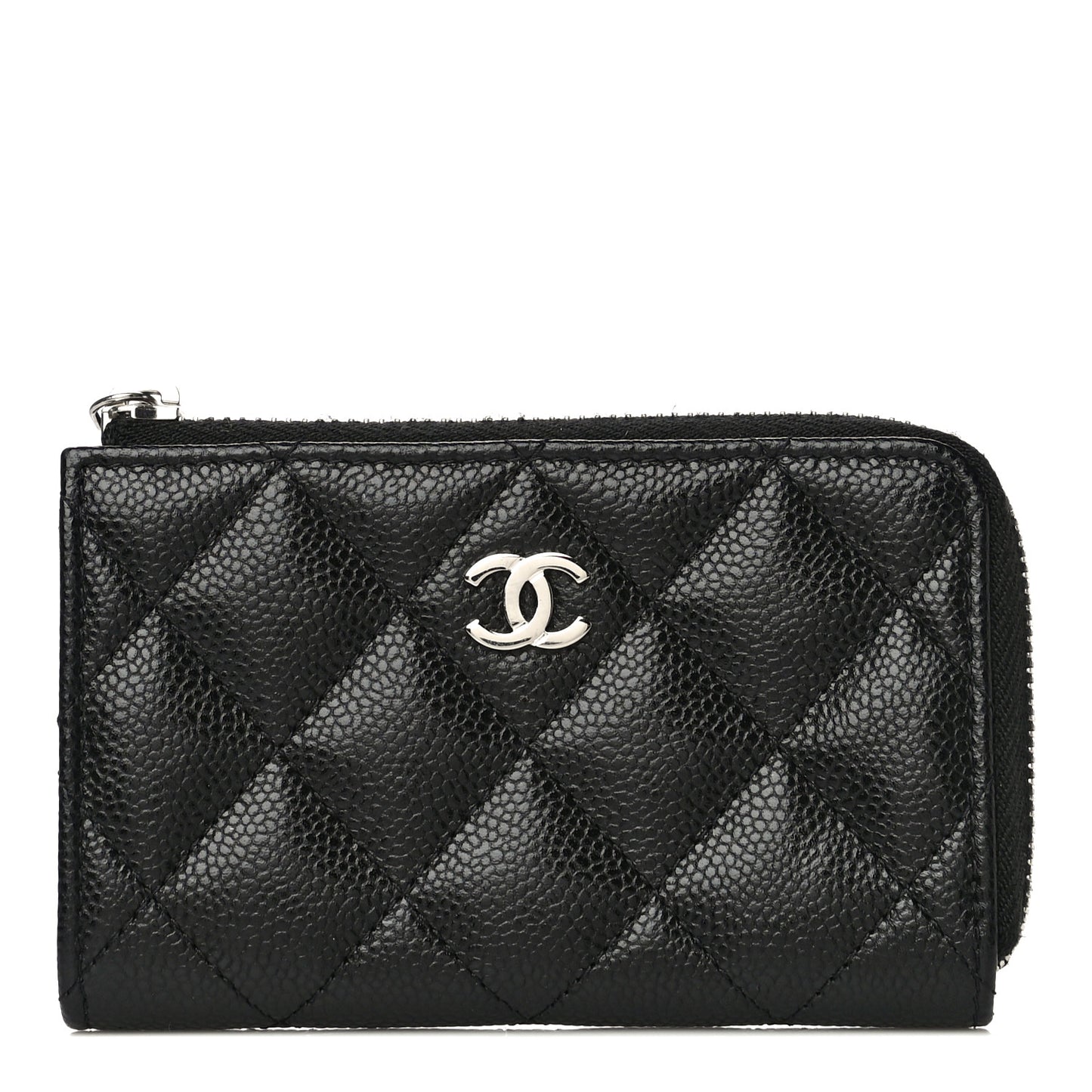Caviar Quilted Zipped Key Holder Case Black