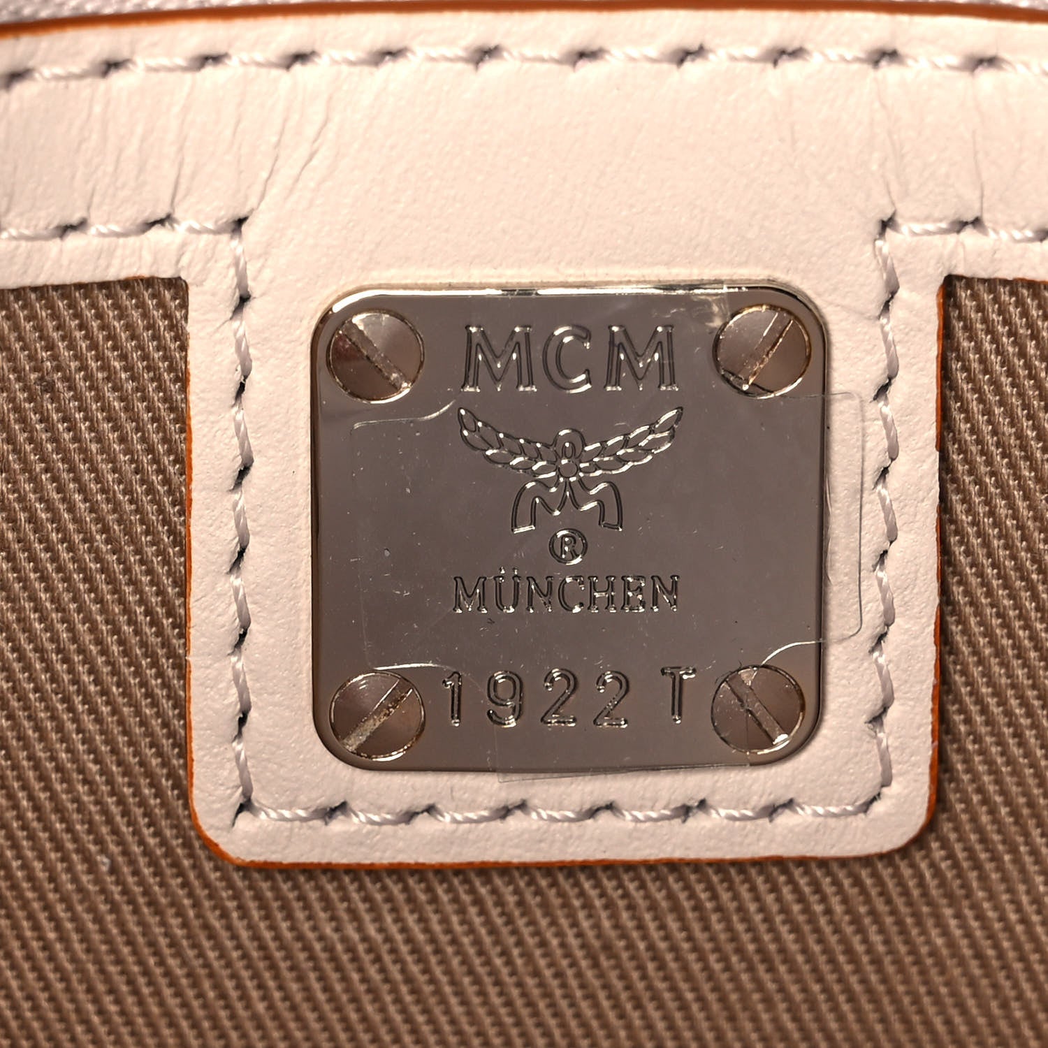 MCM Calfskin Visetos Monogram Millie Color Block Crossbody Bag Beige Red 5 of 9