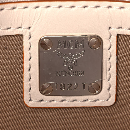 MCM Calfskin Visetos Monogram Millie Color Block Crossbody Bag Beige Red 5 of 9