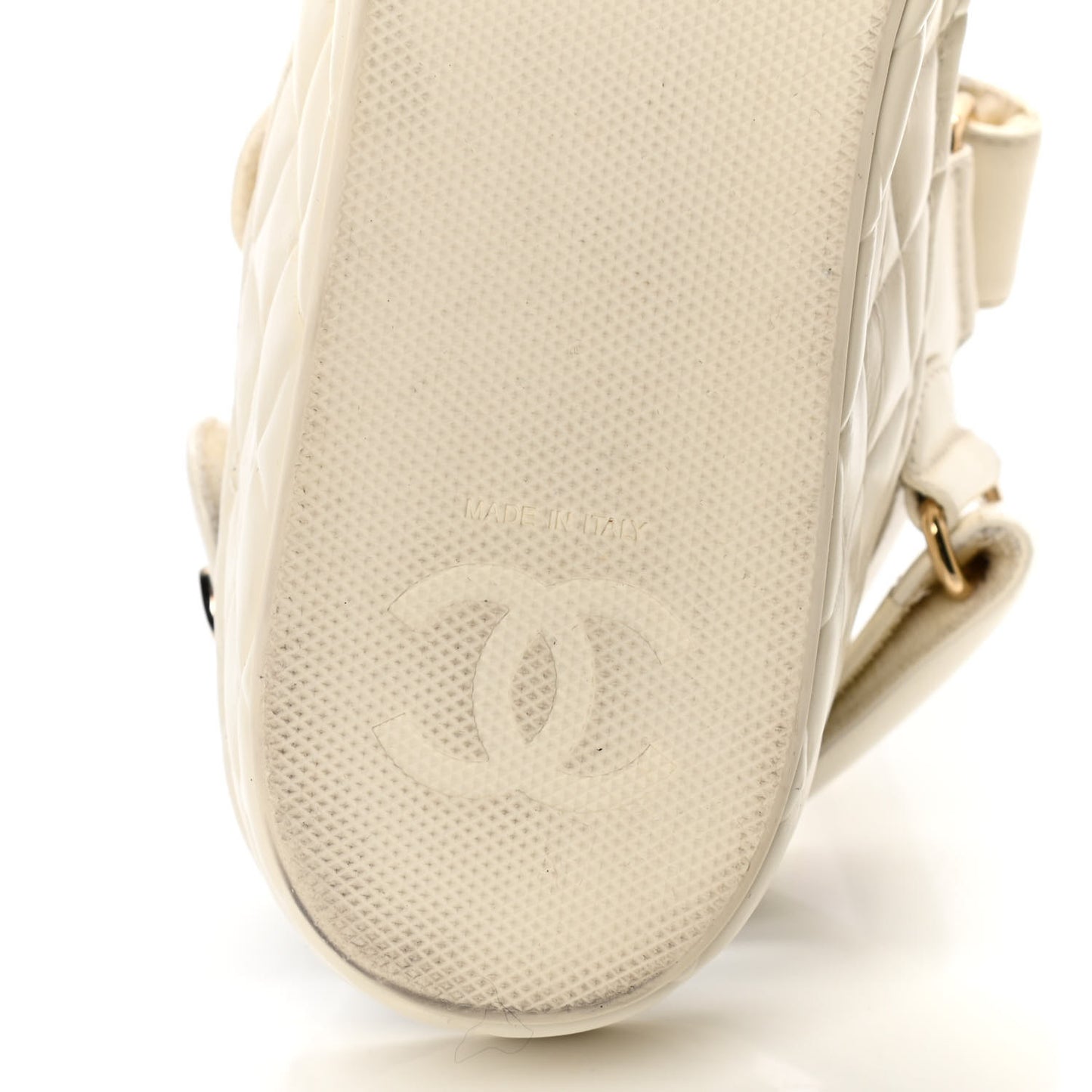 Shiny Calfskin Logo Platform Sandals 39 Ivory