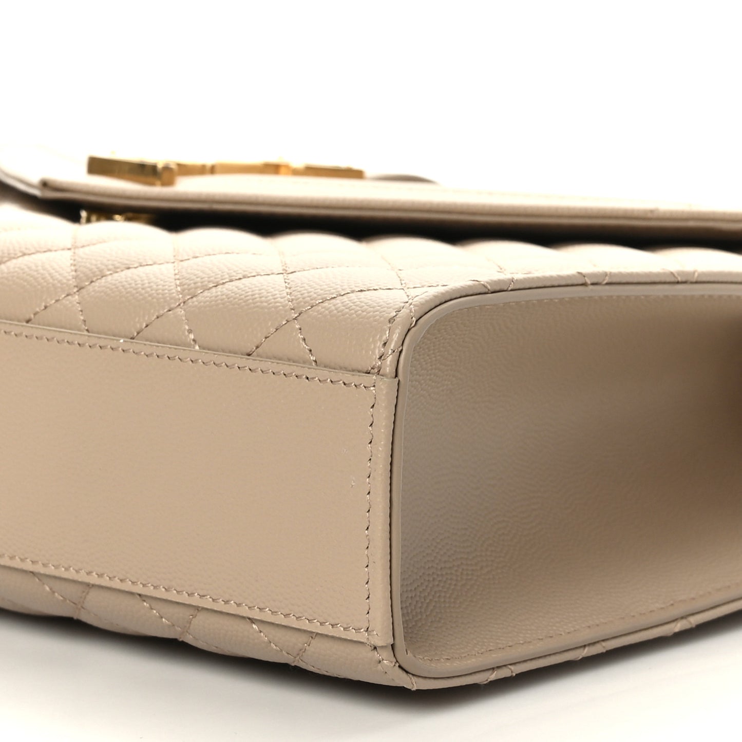 Grain De Poudre Mixed Matelasse Large Triquilt Monogram Satchel Dark Beige
