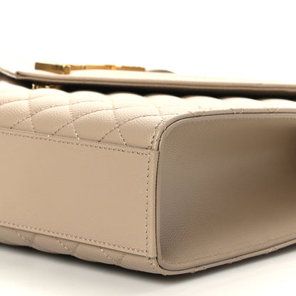 Saint Laurent Grain De Poudre Mixed Matelasse Large Triquilt Monogram Satchel Dark Beige 9 of 9