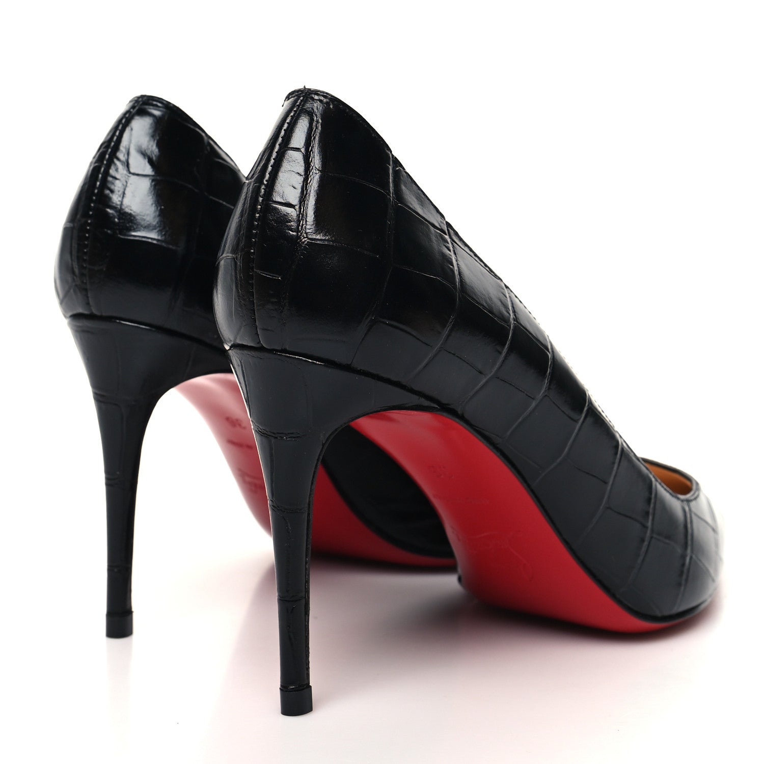 Christian Louboutin Calfskin Crocodile Embossed Kate 85 Pumps 36 Black 4 of 8
