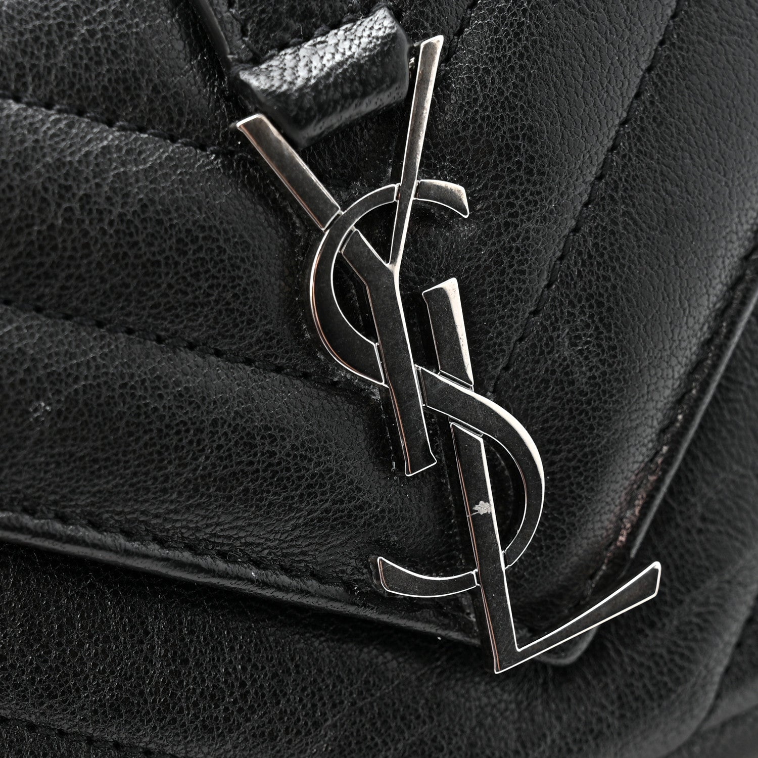 Saint Laurent Sheepskin Matelasse Chevron Monogram Mini College Bag Black 13 of 13