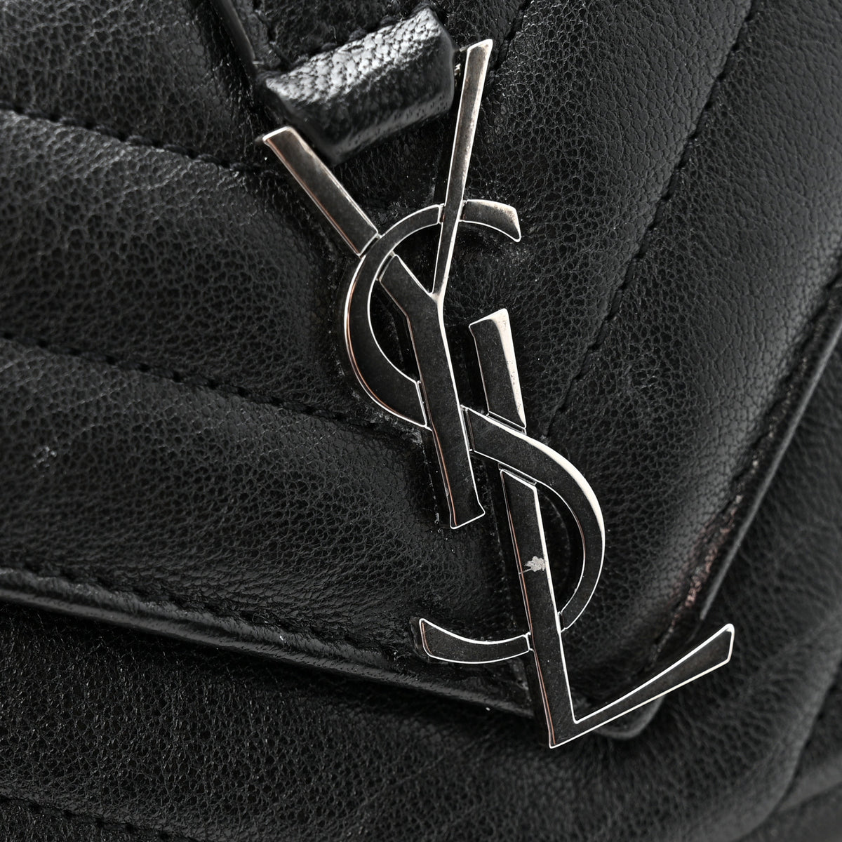 Sheepskin Matelasse Chevron Monogram Mini College Bag Black