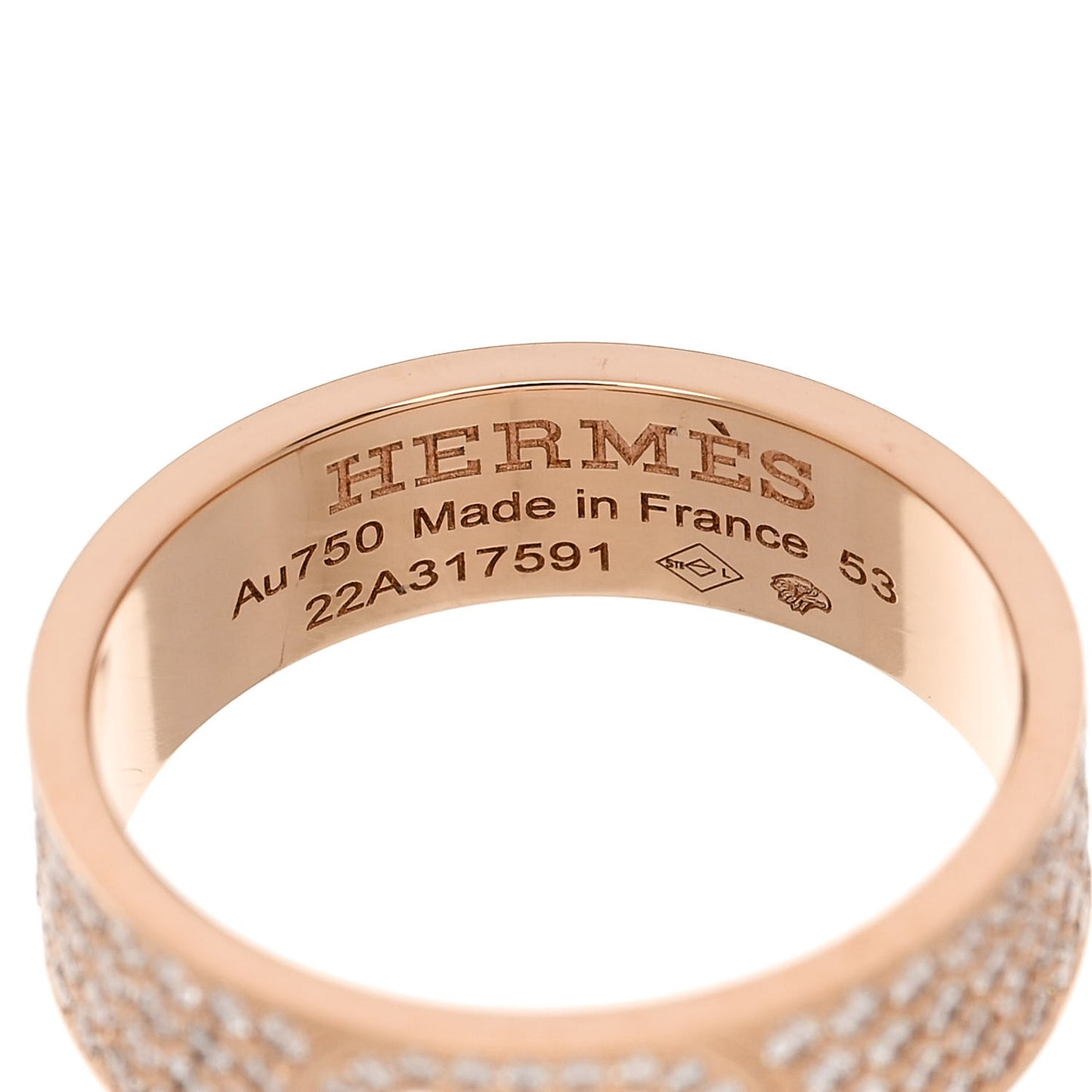 18K Rose Gold Diamond PM H D'Ancre Pave Ring 53 6.25
