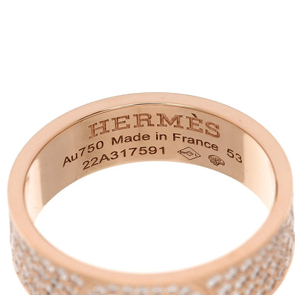Hermes 18K Rose Gold Diamond PM H D'Ancre Pave Ring 53 6.25 4 of 5