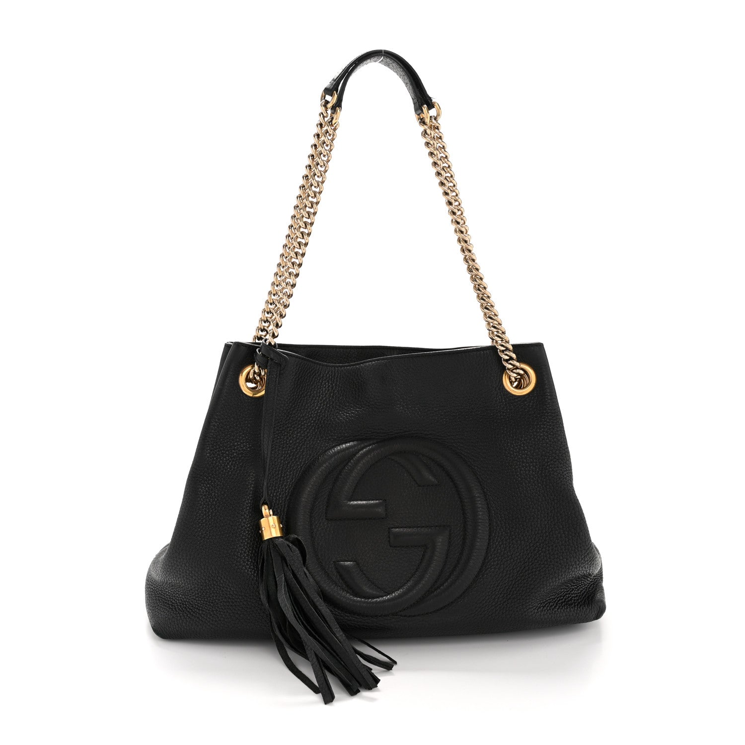Gucci Pebbled Calfskin Medium Soho Chain Shoulder Bag Black 1 of 13