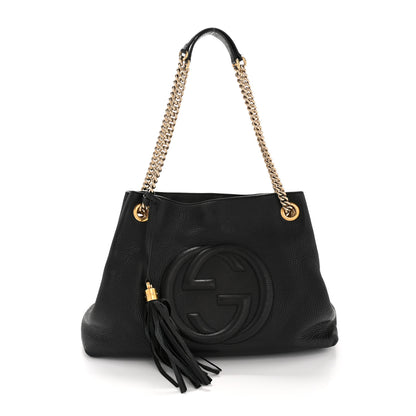 Gucci Pebbled Calfskin Medium Soho Chain Shoulder Bag Black 1 of 13