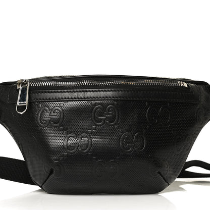 Gucci Calfskin GG Tennis Embossed Belt Bag Black 8 of 13