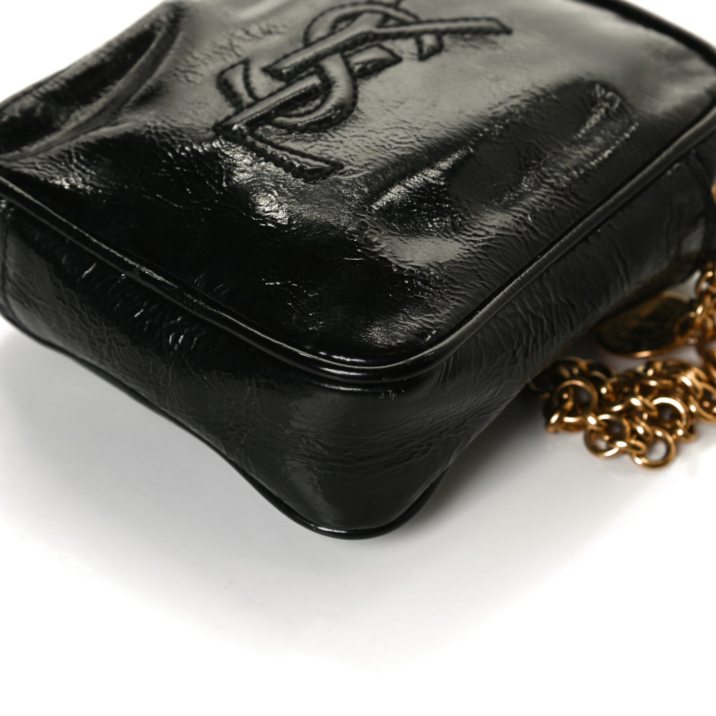 Textured Patent Monogram Mini Wristlet Black