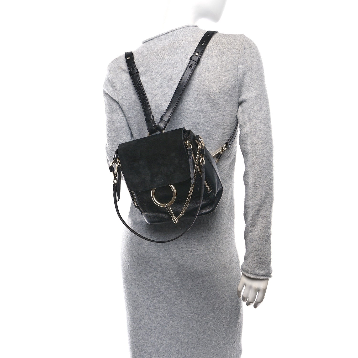 Chloe Suede Calfskin Small Faye Backpack Black 2 of 10