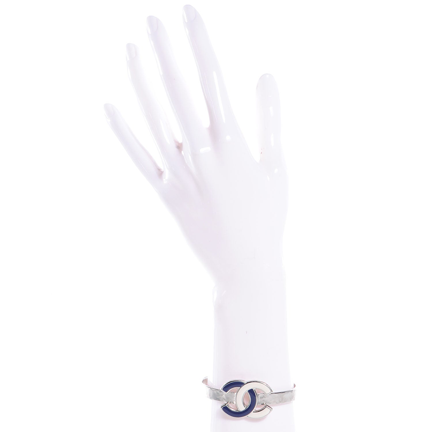 Chanel Enamel CC Bracelet Blue White 2 of 6