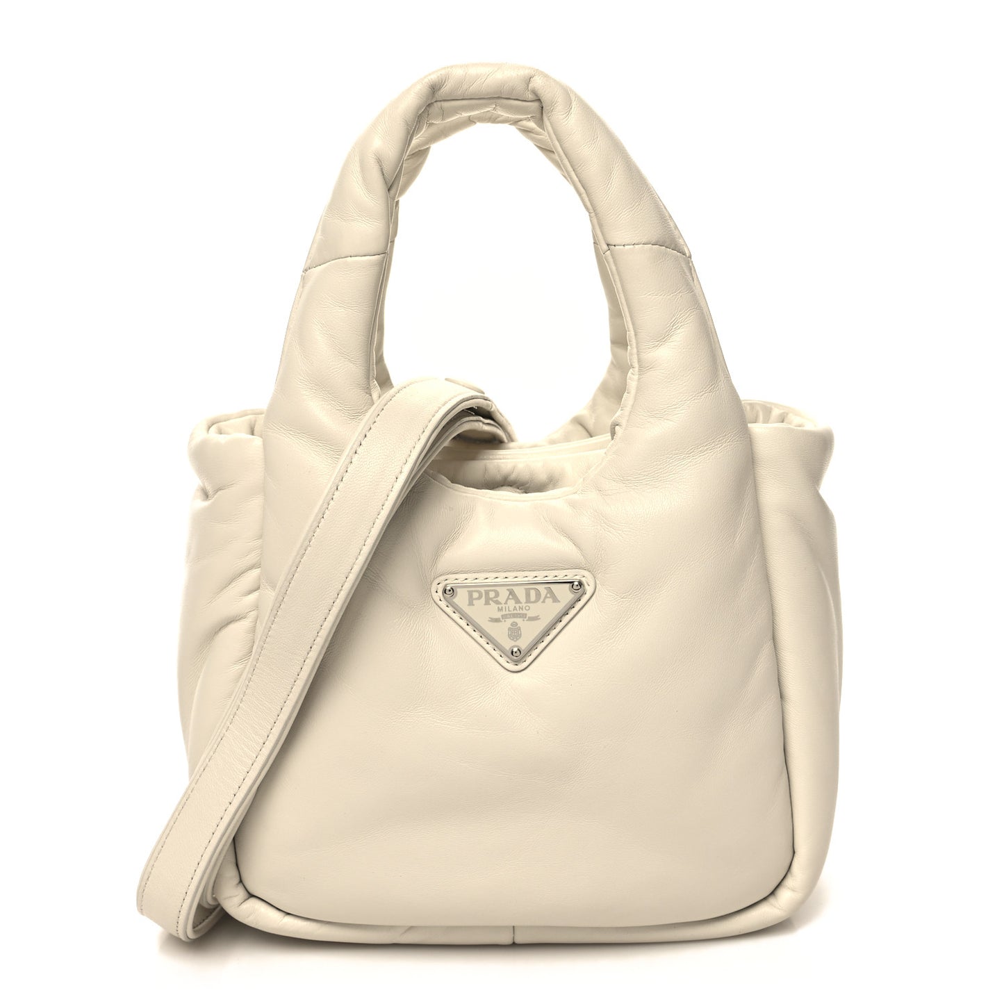 Nappa Soft Padded Small Double Handled Shoulder Bag White