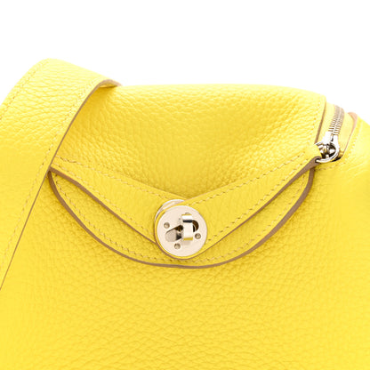 Hermes Taurillon Clemence Mini Lindy 20 Lime 8 of 12