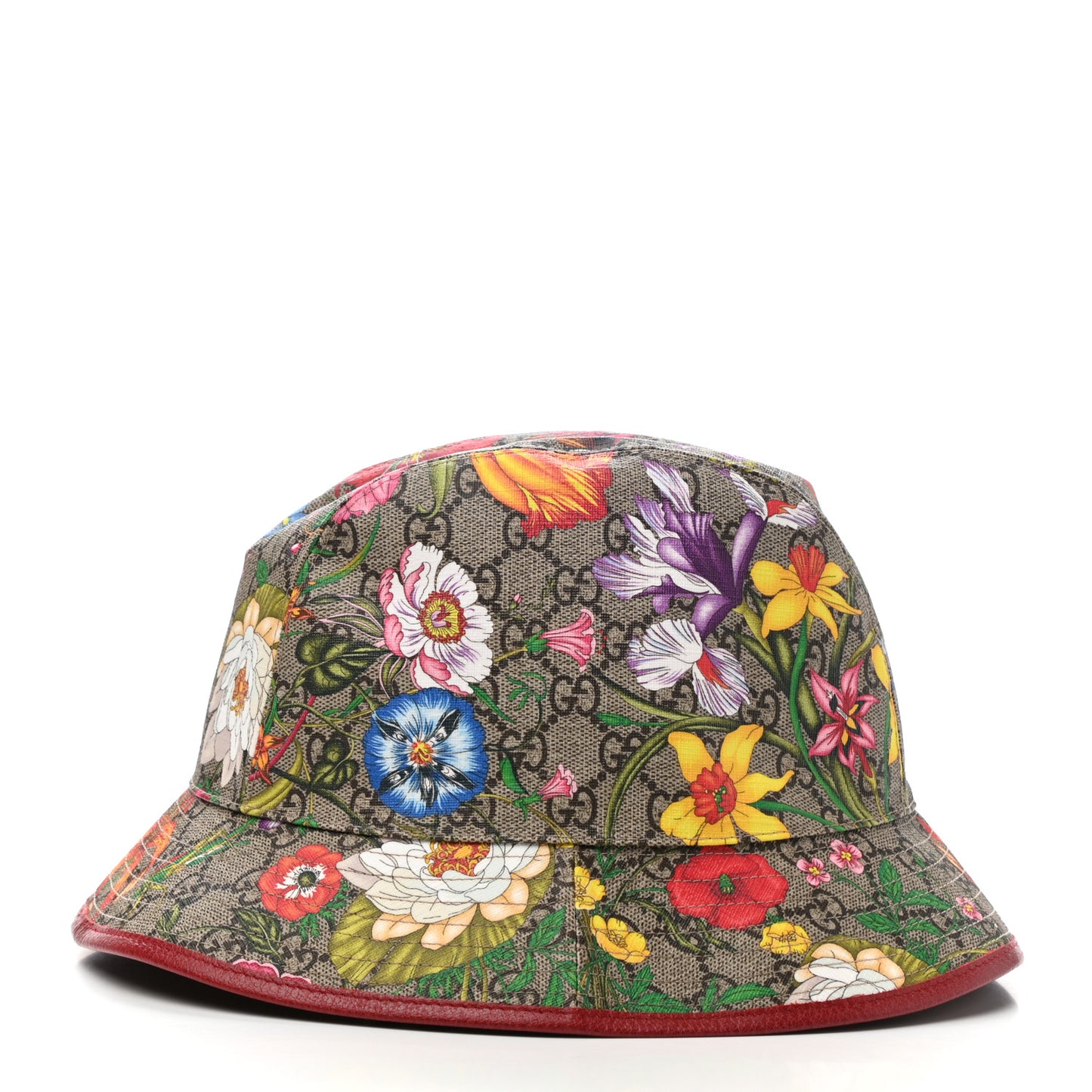 GG Supreme Monogram Flora Fedora Hat M Red