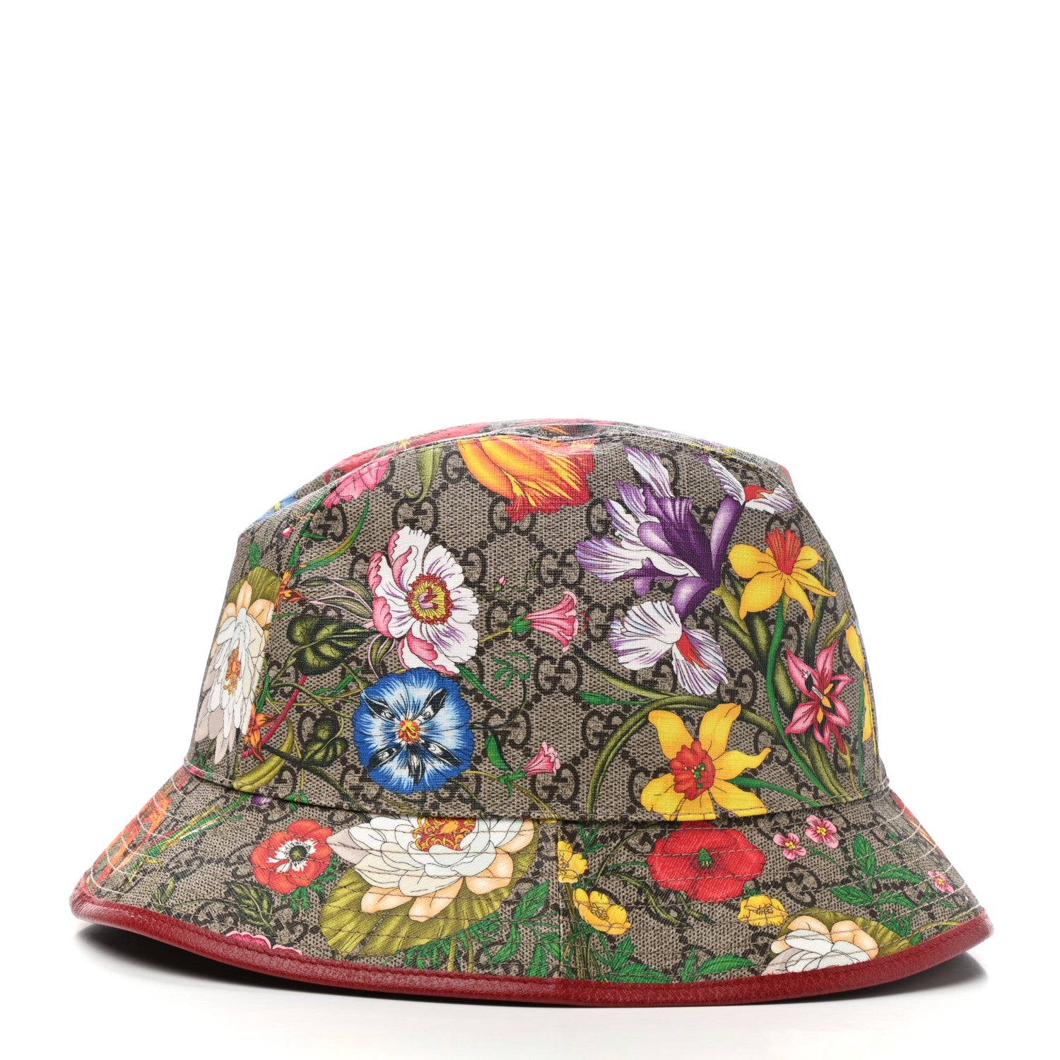 Gucci GG Supreme Monogram Flora Fedora Hat M Red 4 of 9