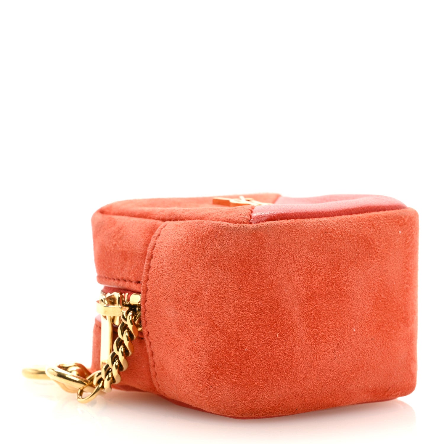 Saint Laurent Suede Lambskin Jaime Cube Charm Keychain Orange 4 of 6