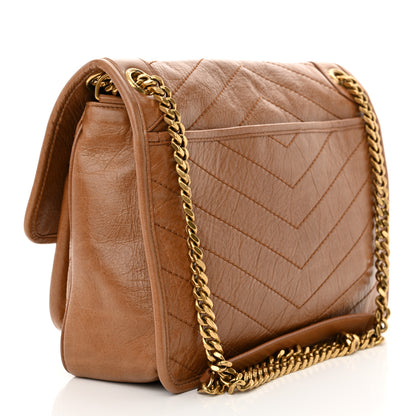 Saint Laurent Crinkled Calfskin Matelasse Monogram Baby Niki Chain Satchel Light Caramel 3 of 10